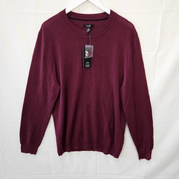 Alfani Men's Maroon Crewneck Long Sleeve Merino Sweater Size Large - Picture 1 of 7